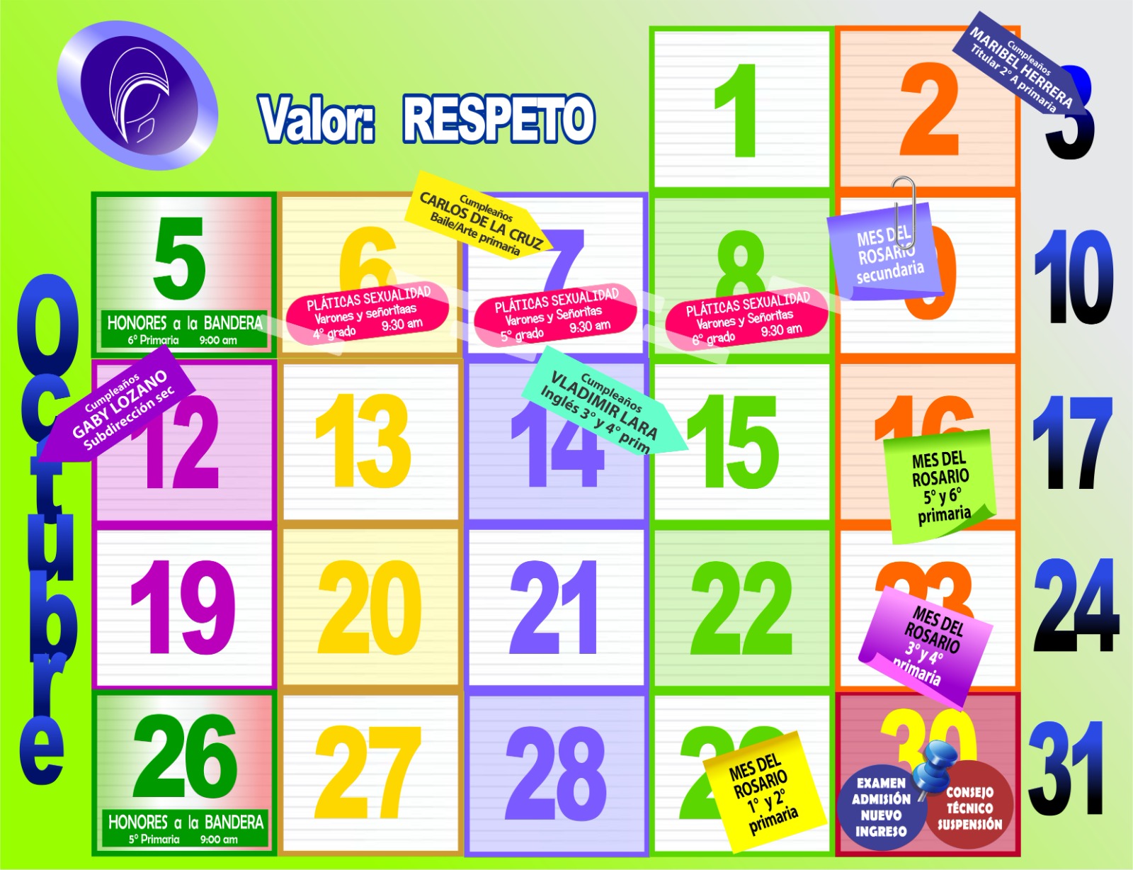 Calendario Octubre