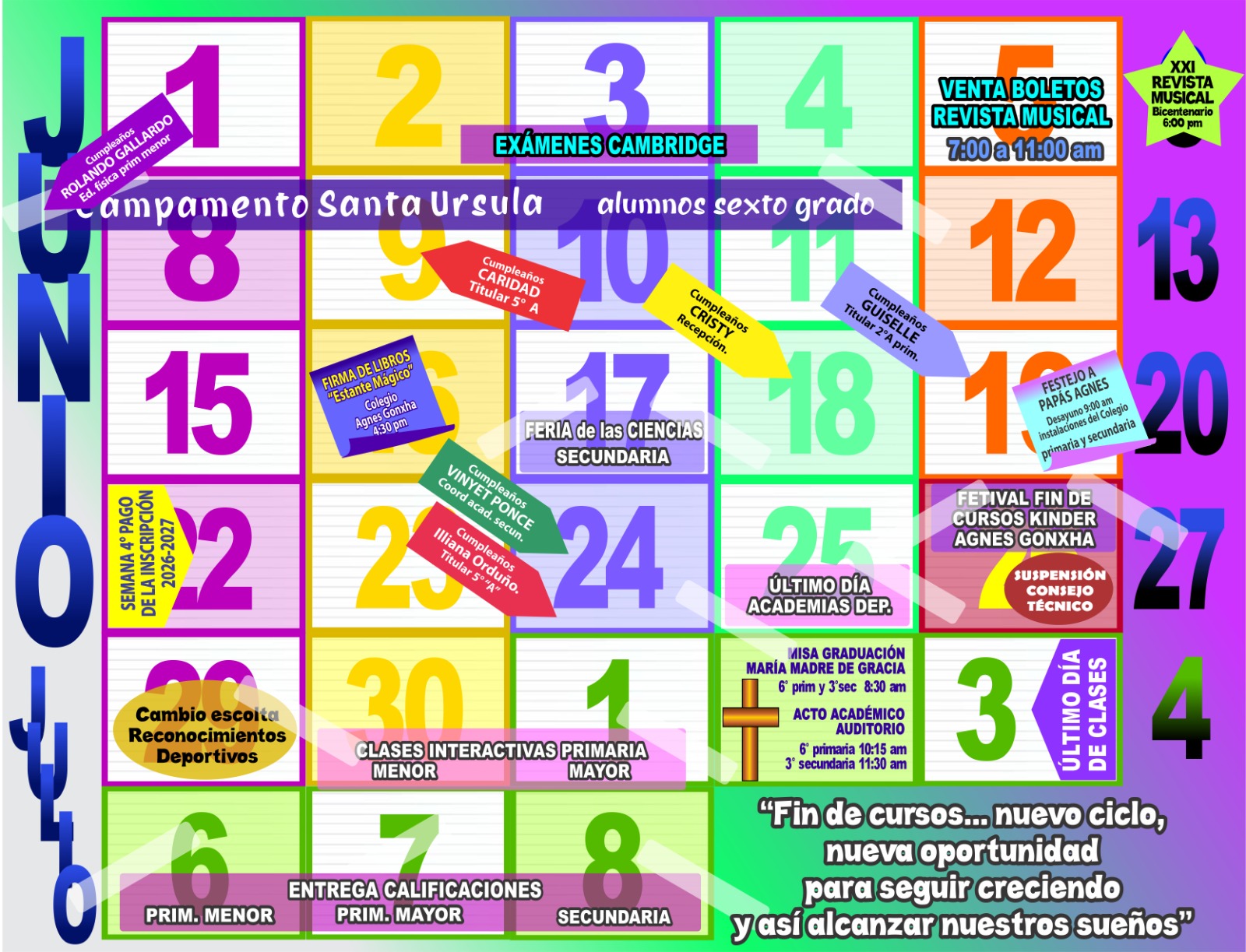 Calendario de junio